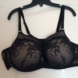 Nude and black push-up balconette bra 48C